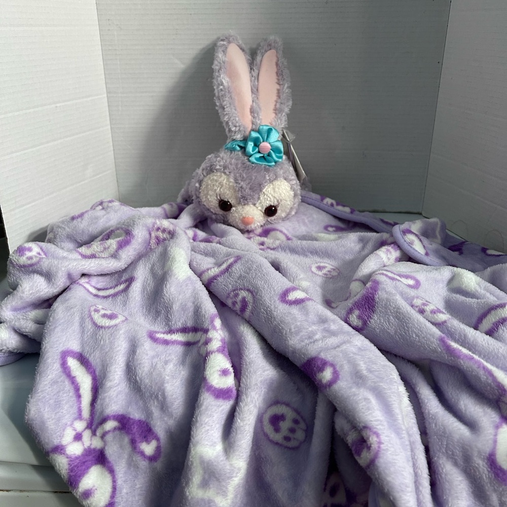 Disney Hong Kong Purple Bunny Blanket 40” x 26” with storage bag
